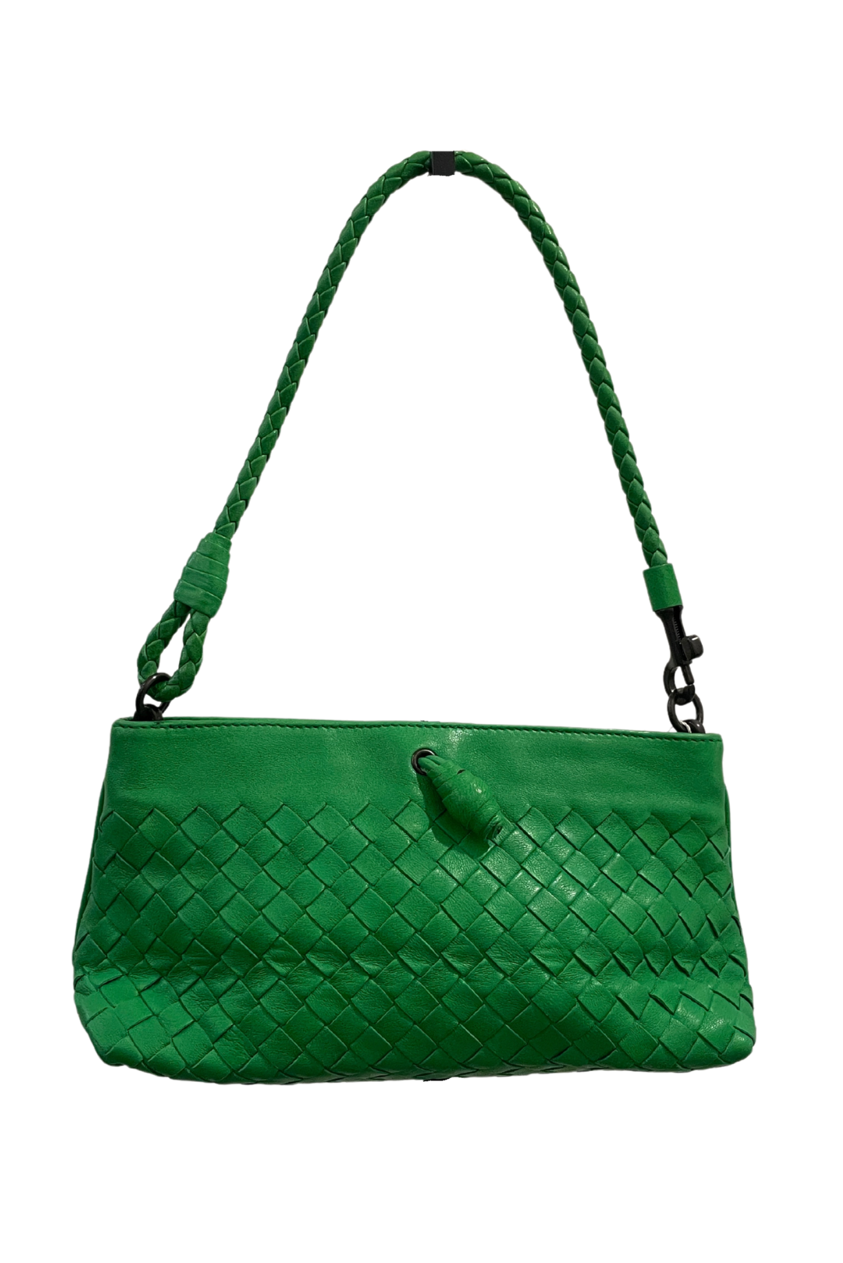 Bottega Veneta Intrecciato Green Leather Shoulder Bag