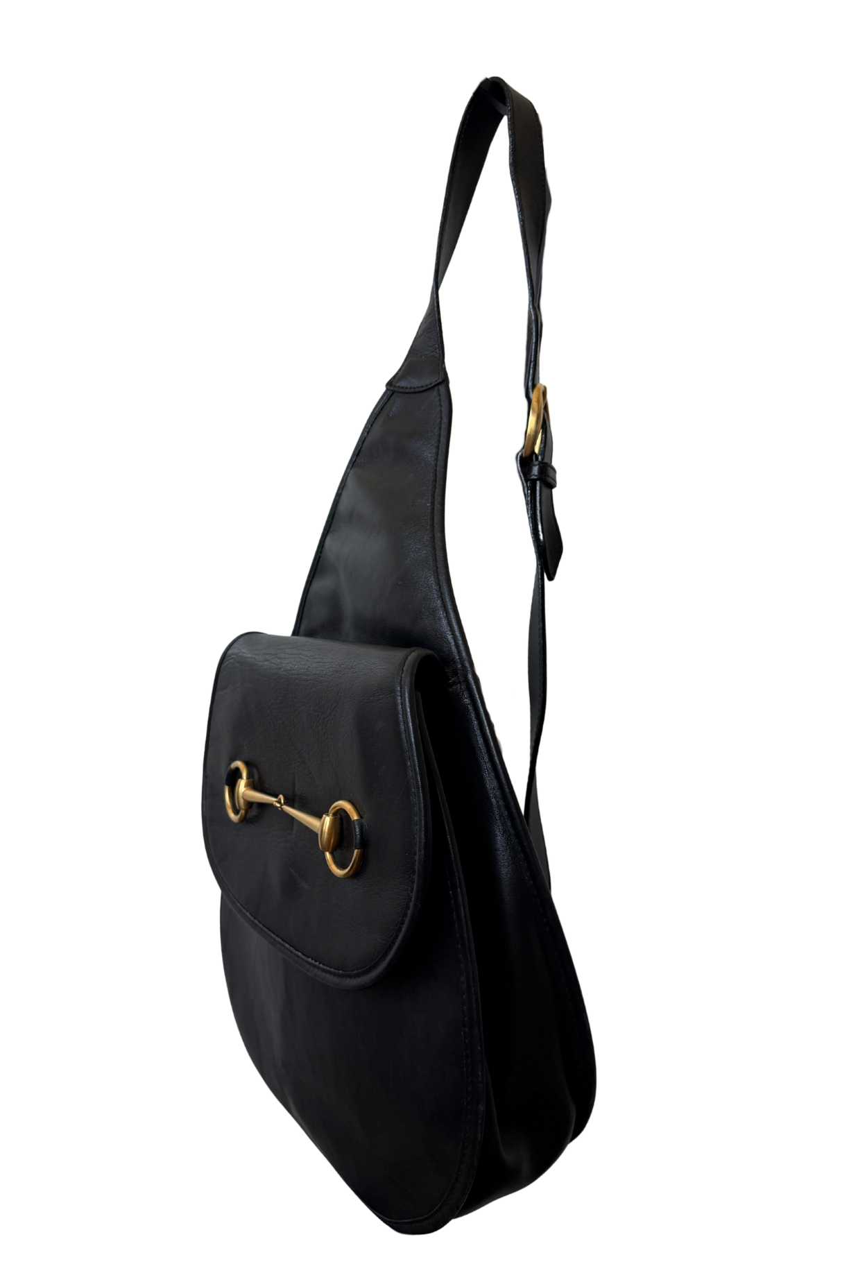 Gucci Horsebit Black Leather Sling Bag