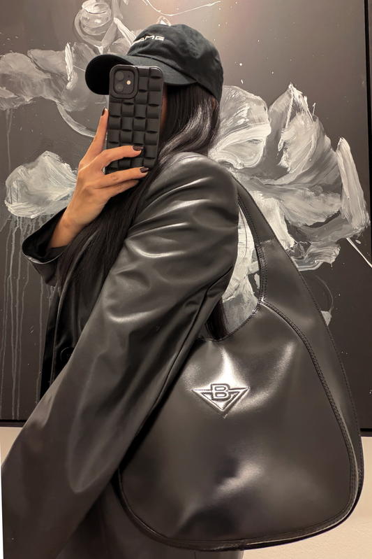 Bottega Veneta Black Leather Half Moon Shoulder Bag