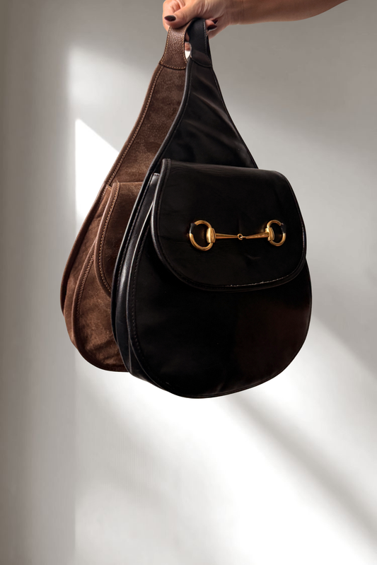 Gucci Horsebit Black Leather Sling Bag