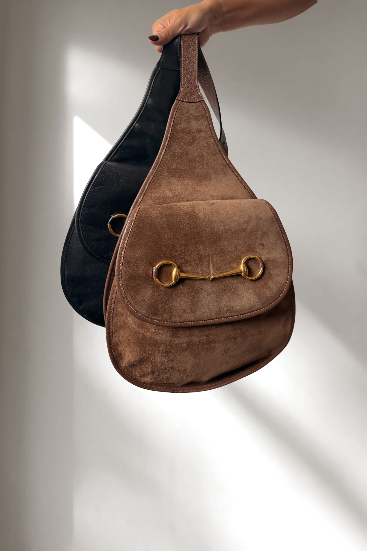 Gucci Horsebit Brown Suede Sling Bag