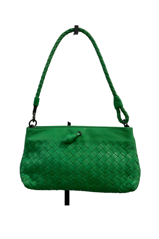 Bottega Veneta Intrecciato Green Leather Shoulder Bag